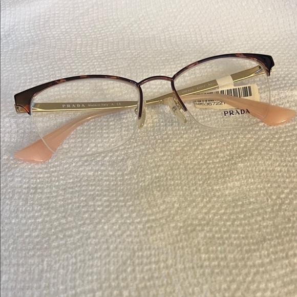 Prada Women's Burgundy, Pink and Gold Prescription Glasses, NWT - Picture 1 of 8